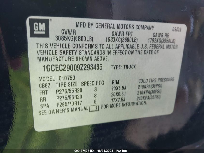 Photo 8 VIN: 1GCEC29009Z293435 - CHEVROLET SILVERADO 