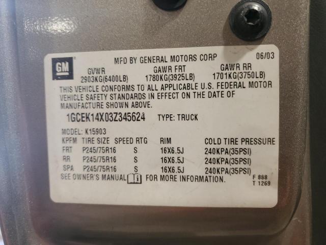 Photo 11 VIN: 1GCEK14X03Z345624 - CHEVROLET SILVERADO 