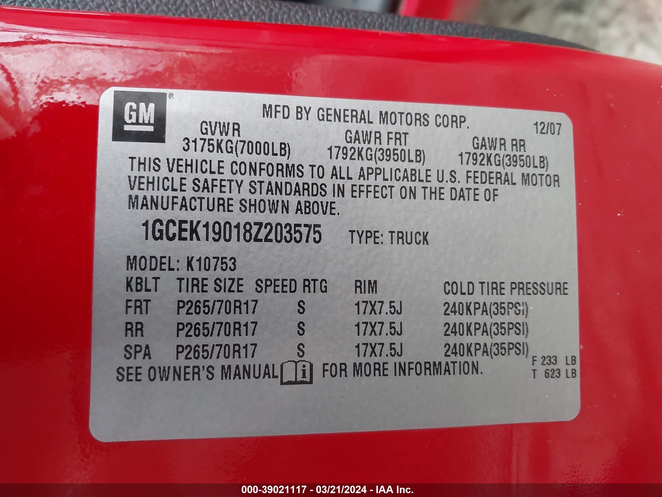 Photo 8 VIN: 1GCEK19018Z203575 - CHEVROLET SILVERADO 