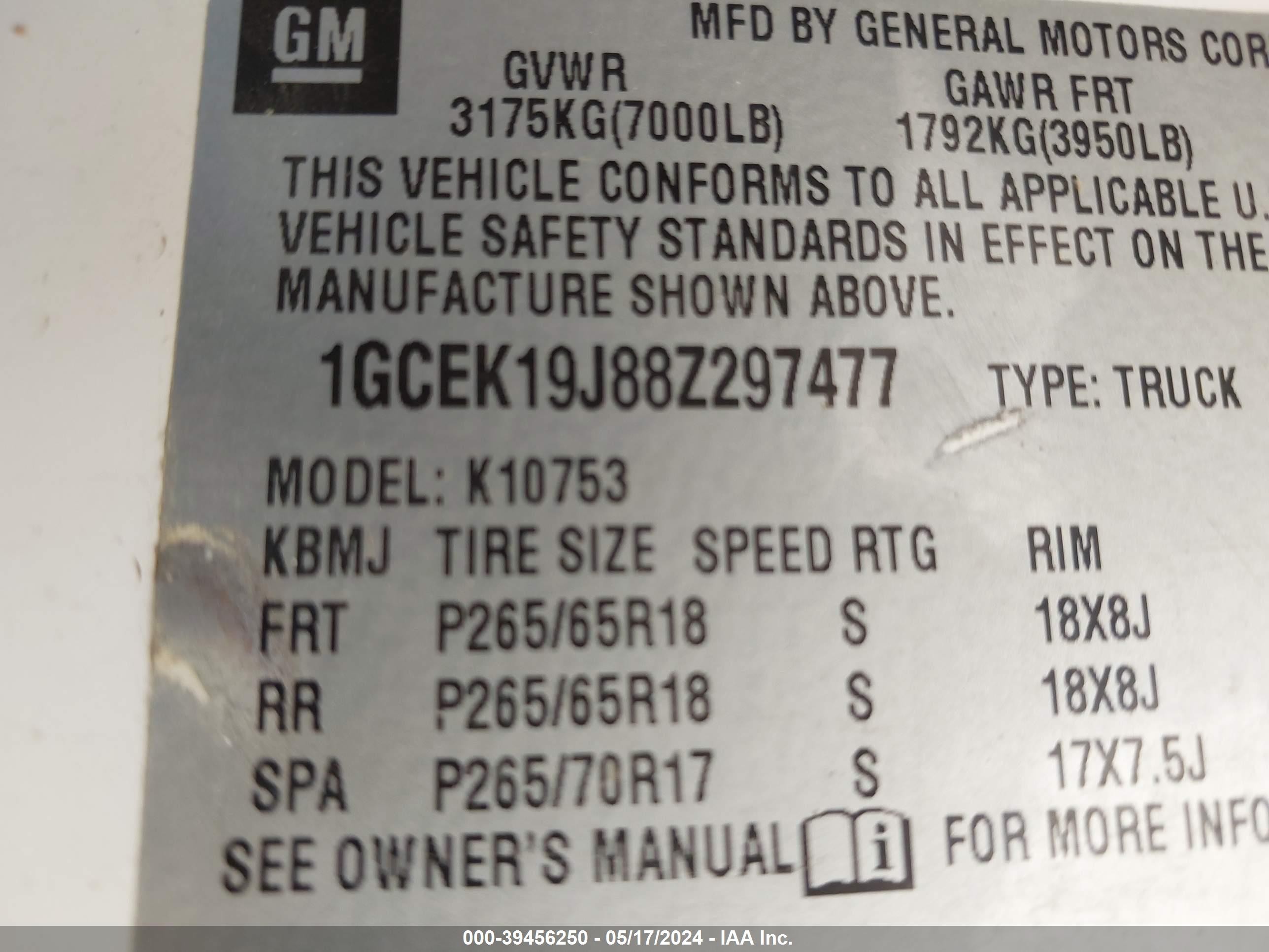 Photo 8 VIN: 1GCEK19J88Z297477 - CHEVROLET SILVERADO 