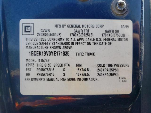 Photo 11 VIN: 1GCEK19V0YE171835 - CHEVROLET SILVERADO 