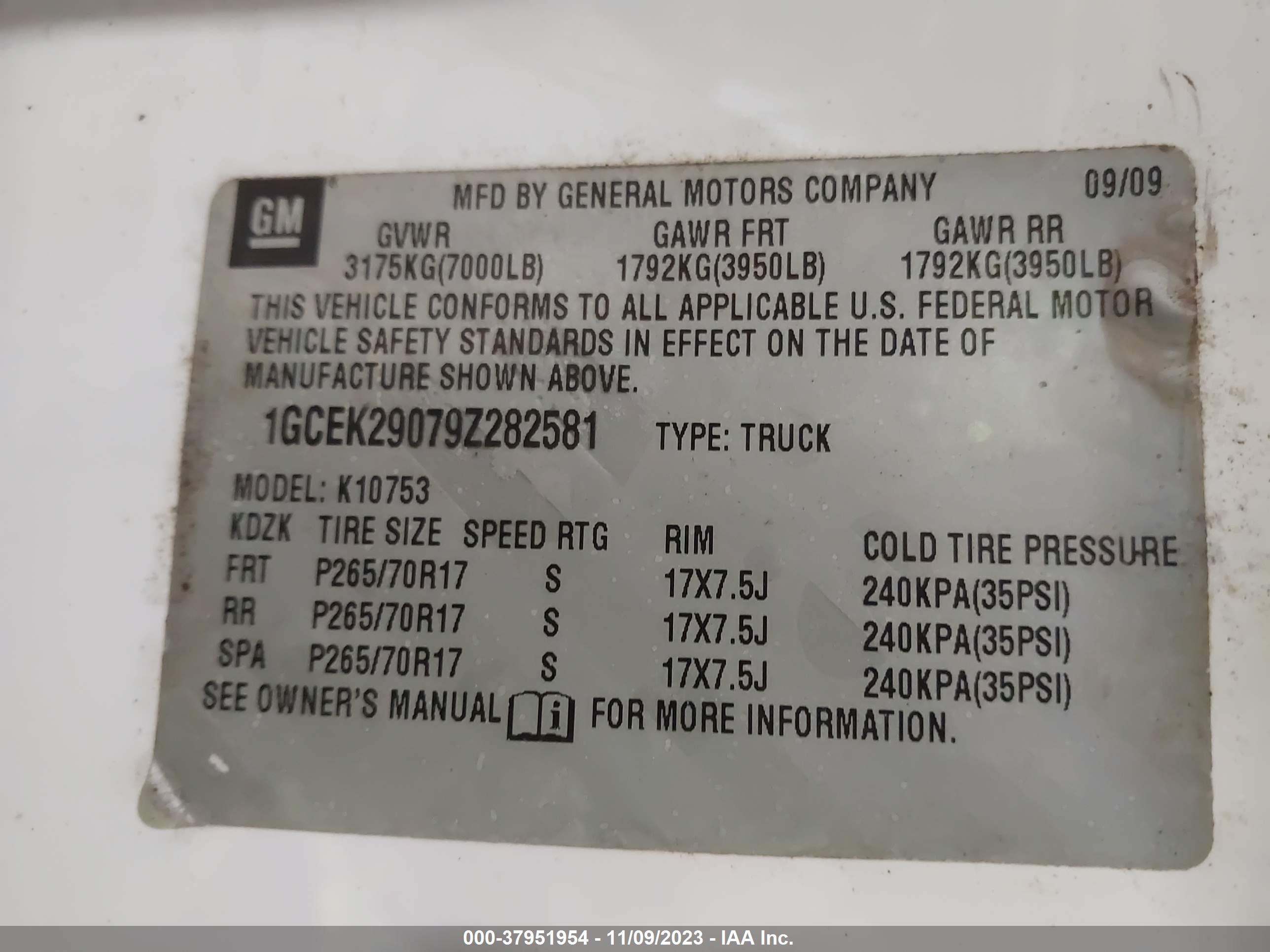 Photo 8 VIN: 1GCEK29079Z282581 - CHEVROLET SILVERADO 