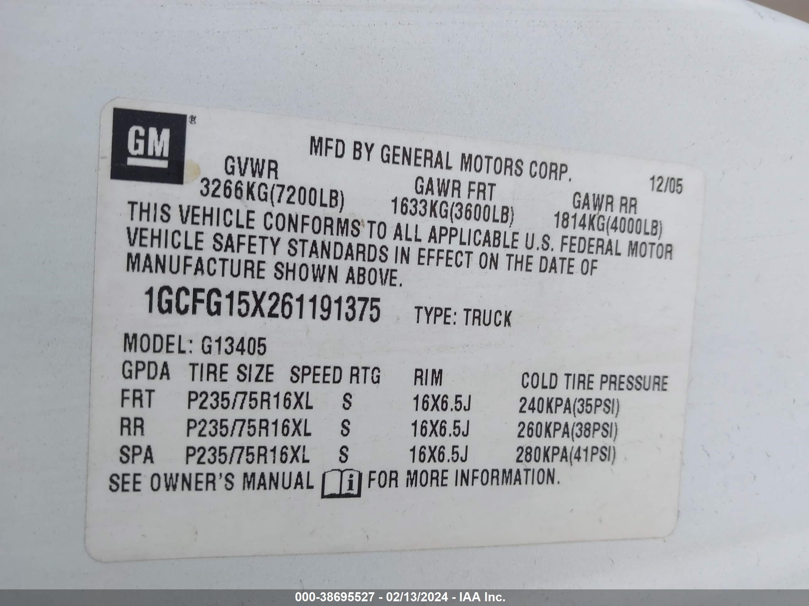 Photo 8 VIN: 1GCFG15X261191375 - CHEVROLET EXPRESS 