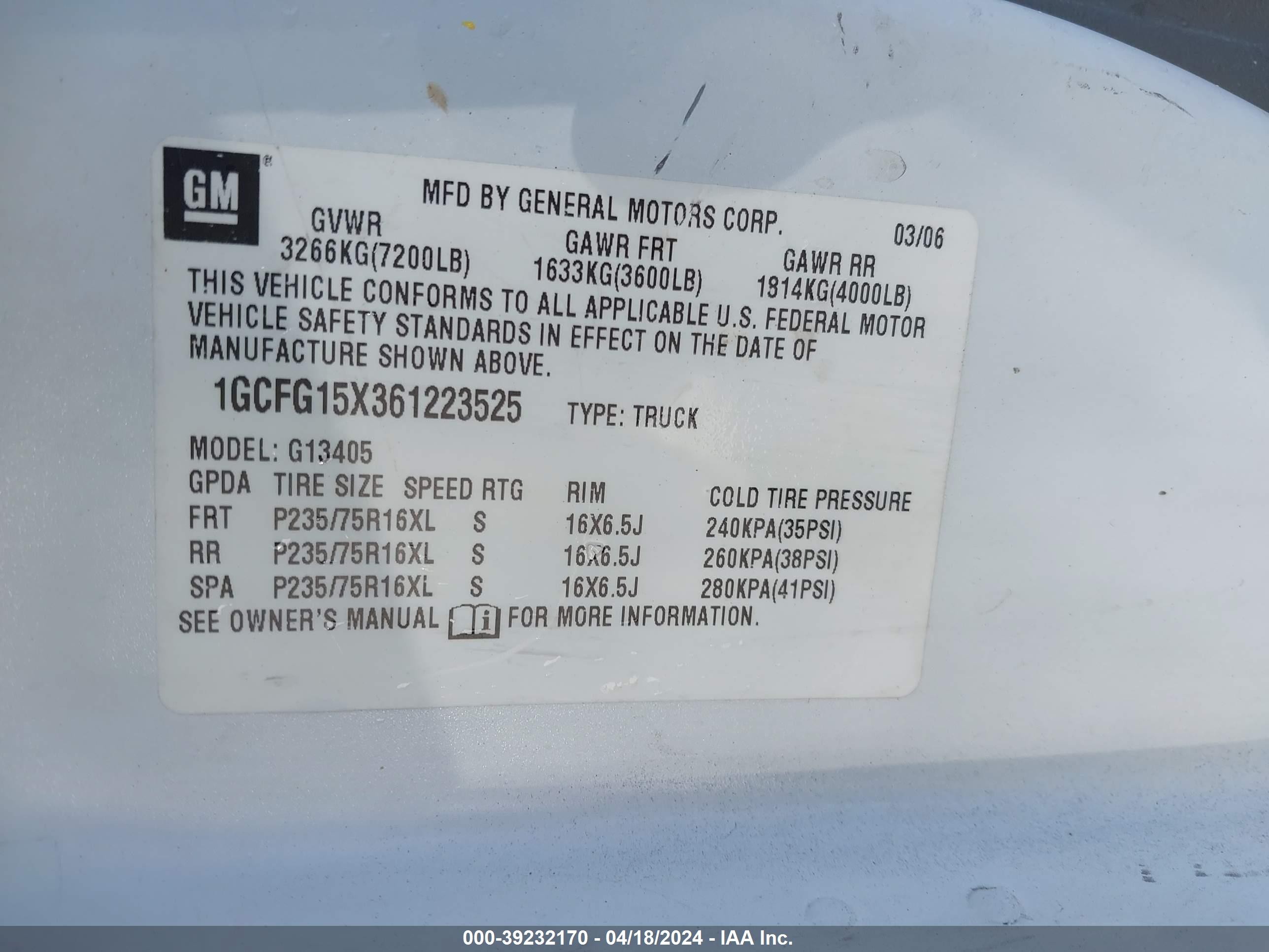 Photo 8 VIN: 1GCFG15X361223525 - CHEVROLET EXPRESS 