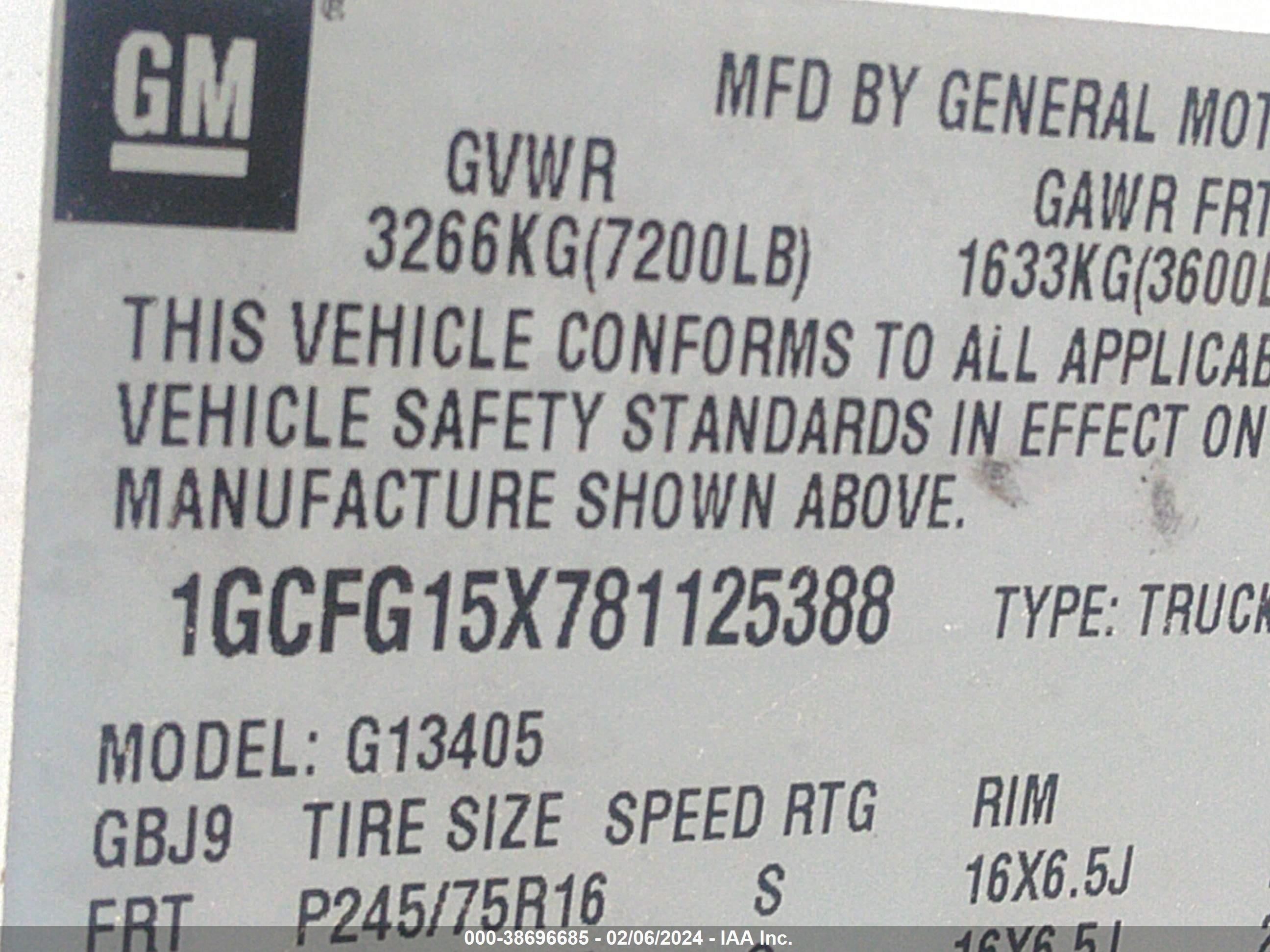 Photo 8 VIN: 1GCFG15X781125388 - CHEVROLET EXPRESS 