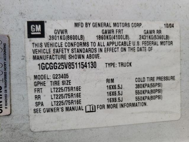 Photo 11 VIN: 1GCGG25V851154130 - CHEVROLET EXPRESS G2 