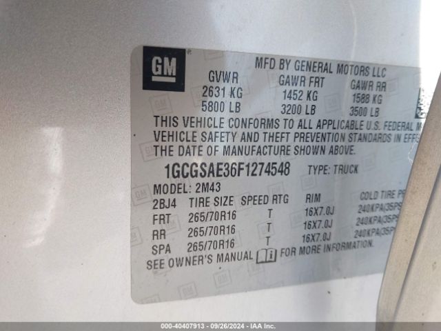 Photo 8 VIN: 1GCGSAE36F1274548 - CHEVROLET COLORADO 