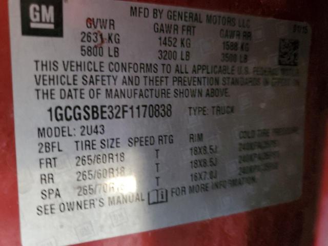 Photo 11 VIN: 1GCGSBE32F1170838 - CHEVROLET COLORADO 