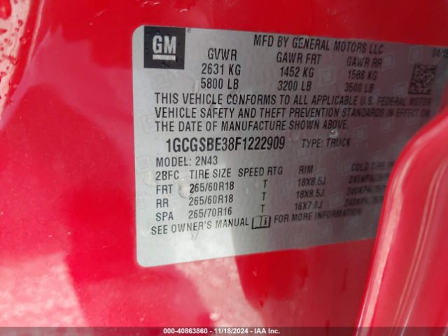 Photo 8 VIN: 1GCGSBE38F1222909 - CHEVROLET COLORADO 