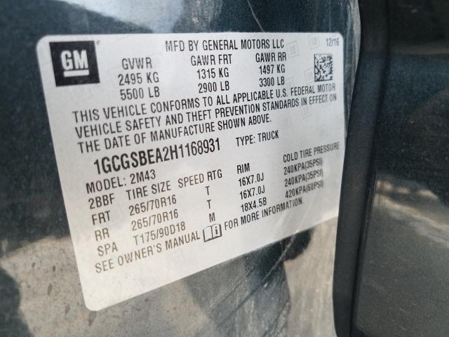 Photo 9 VIN: 1GCGSBEA2H1168931 - CHEVROLET COLORADO 