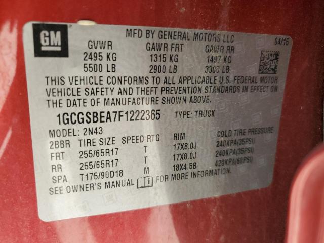 Photo 12 VIN: 1GCGSBEA7F1222365 - CHEVROLET COLORADO 