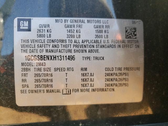 Photo 9 VIN: 1GCGSBENXH1311496 - CHEVROLET COLORADO 