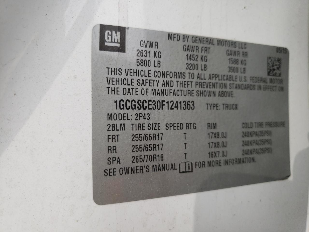 Photo 11 VIN: 1GCGSCE30F1241363 - CHEVROLET COLORADO 