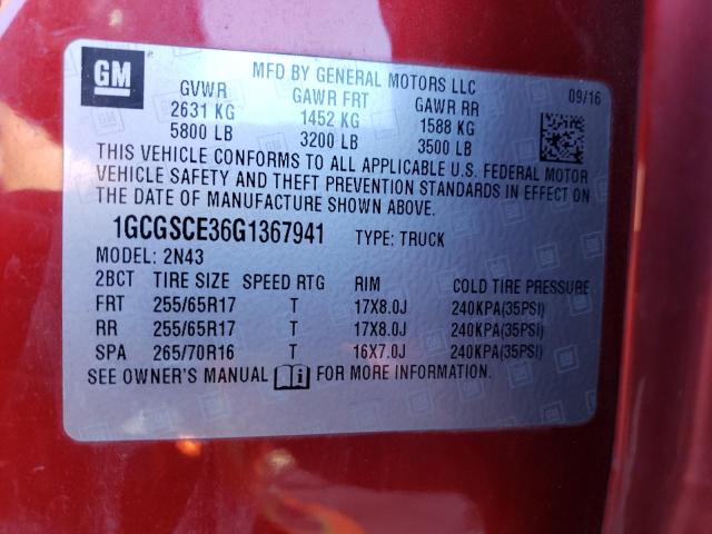 Photo 11 VIN: 1GCGSCE36G1367941 - CHEVROLET COLORADO L 