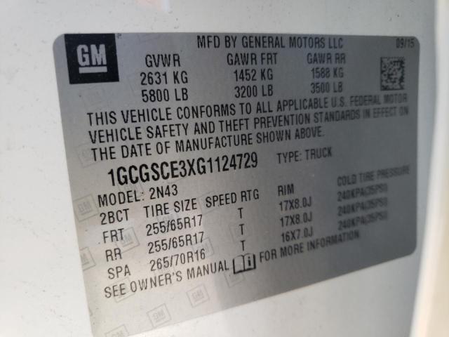 Photo 9 VIN: 1GCGSCE3XG1124729 - CHEVROLET COLORADO L 