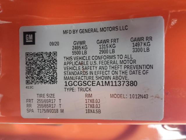 Photo 11 VIN: 1GCGSCEA1M1137380 - CHEVROLET COLORADO L 