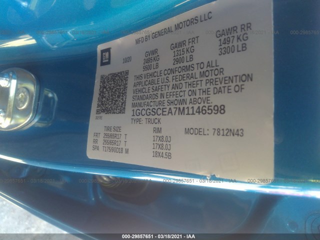 Photo 8 VIN: 1GCGSCEA7M1146598 - CHEVROLET COLORADO 