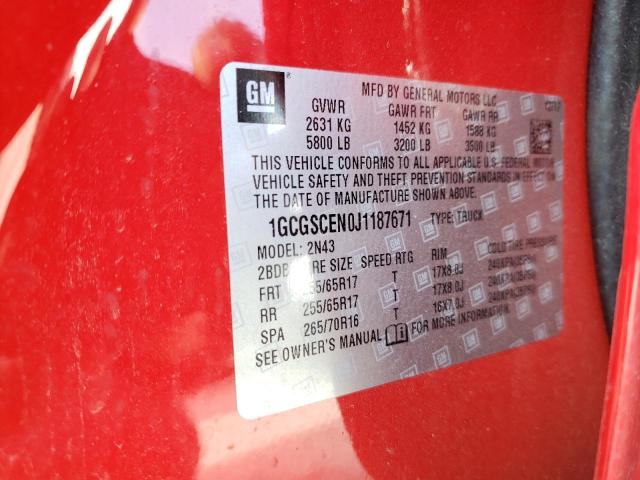 Photo 9 VIN: 1GCGSCEN0J1187671 - CHEVROLET COLORADO L 