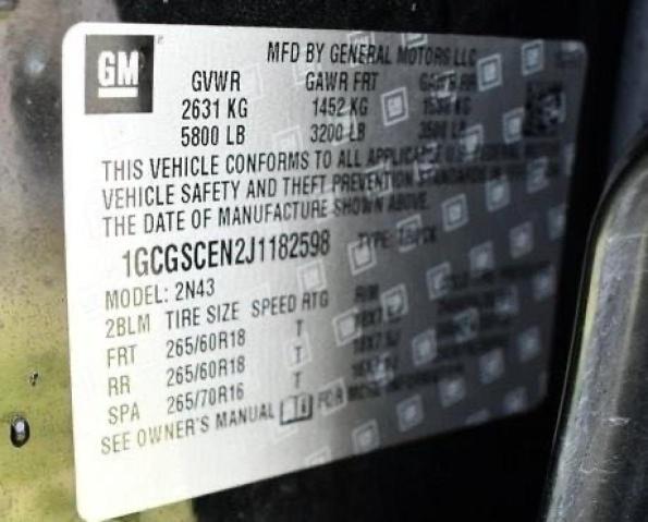 Photo 9 VIN: 1GCGSCEN2J1182598 - CHEVROLET COLORADO L 