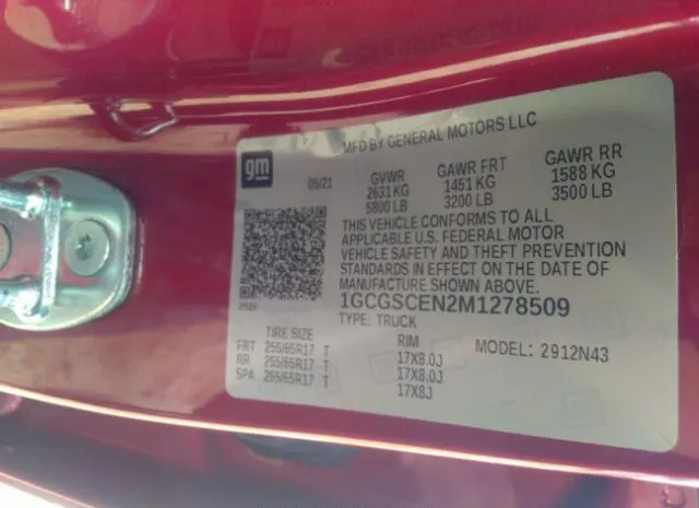 Photo 8 VIN: 1GCGSCEN2M1278509 - CHEVROLET COLORADO 