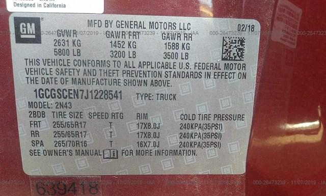 Photo 8 VIN: 1GCGSCEN7J1228541 - CHEVROLET COLORADO 