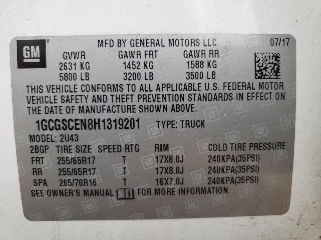 Photo 9 VIN: 1GCGSCEN8H1319201 - CHEVROLET COLORADO L 