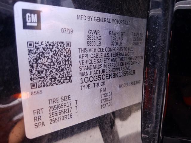 Photo 9 VIN: 1GCGSCEN8K1359818 - CHEVROLET COLORADO L 