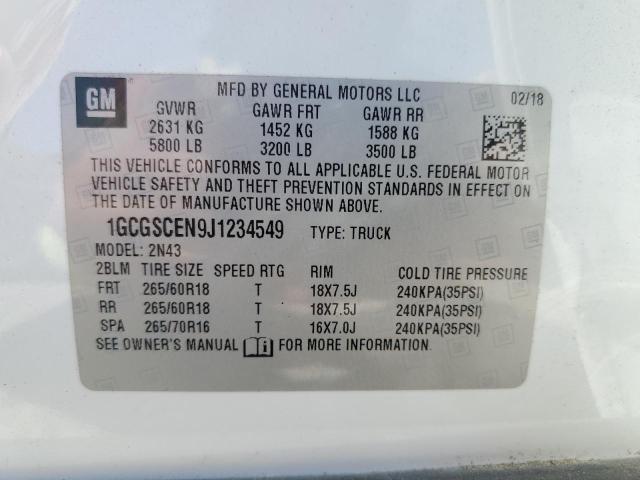 Photo 11 VIN: 1GCGSCEN9J1234549 - CHEVROLET COLORADO L 