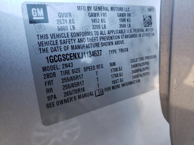 Photo 9 VIN: 1GCGSCENXJ1134637 - CHEVROLET COLORADO L 