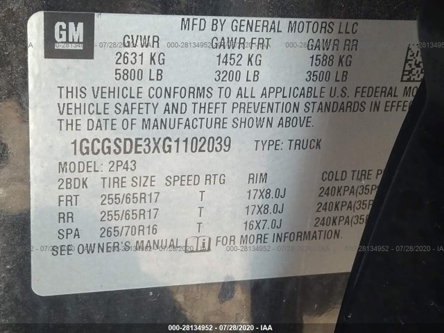 Photo 8 VIN: 1GCGSDE3XG1102039 - CHEVROLET COLORADO 