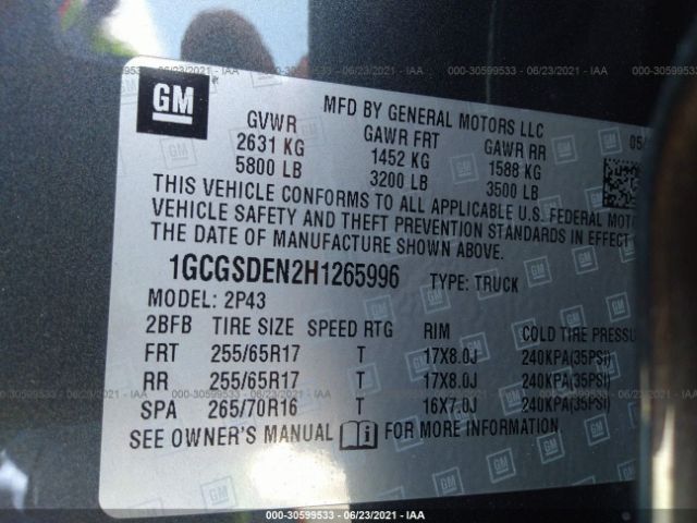 Photo 8 VIN: 1GCGSDEN2H1265996 - CHEVROLET COLORADO 