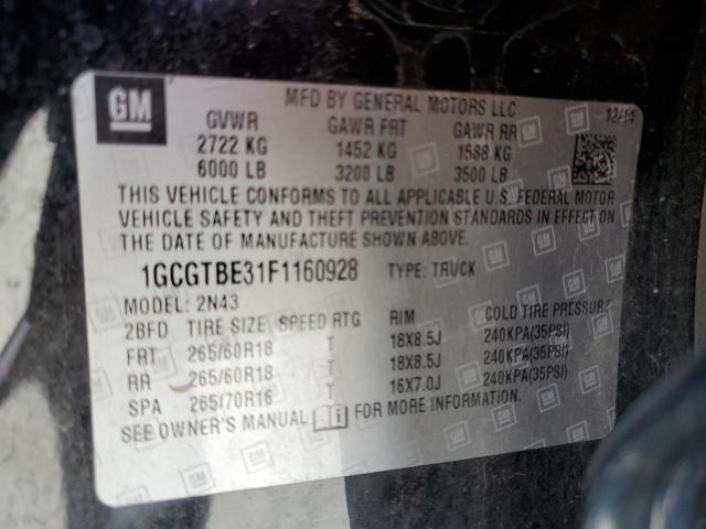 Photo 9 VIN: 1GCGTBE31F1160928 - CHEVROLET COLORADO L 