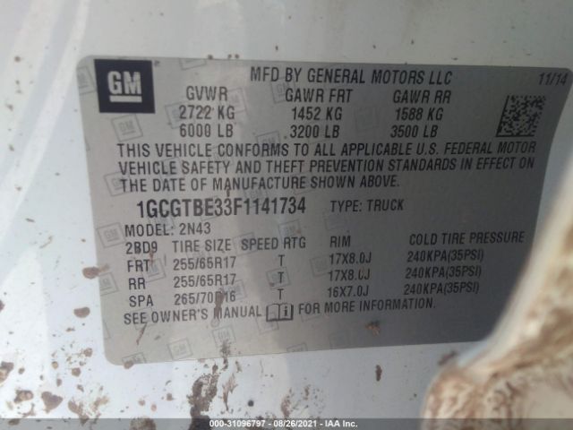 Photo 8 VIN: 1GCGTBE33F1141734 - CHEVROLET COLORADO 