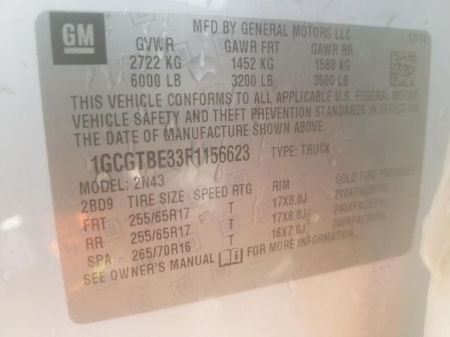 Photo 9 VIN: 1GCGTBE33F1156623 - CHEVROLET COLORADO L 