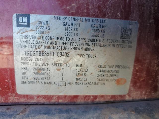 Photo 11 VIN: 1GCGTBE35F1189493 - CHEVROLET COLORADO L 