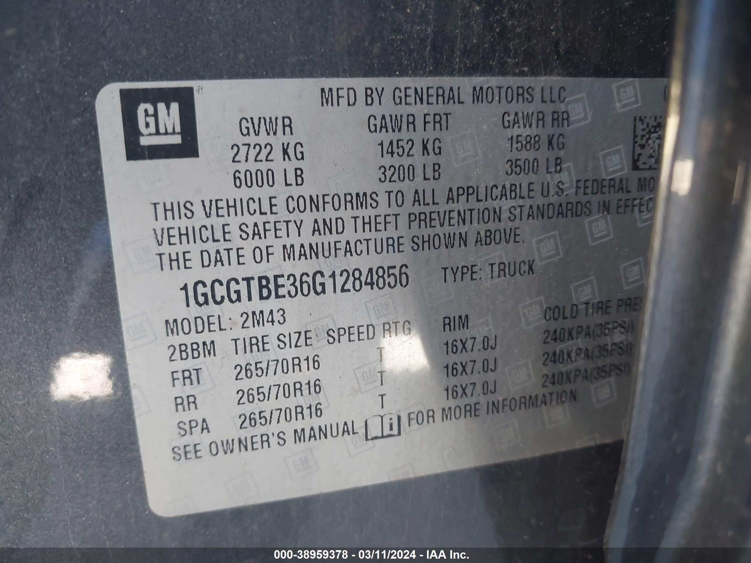 Photo 4 VIN: 1GCGTBE36G1284856 - CHEVROLET COLORADO 