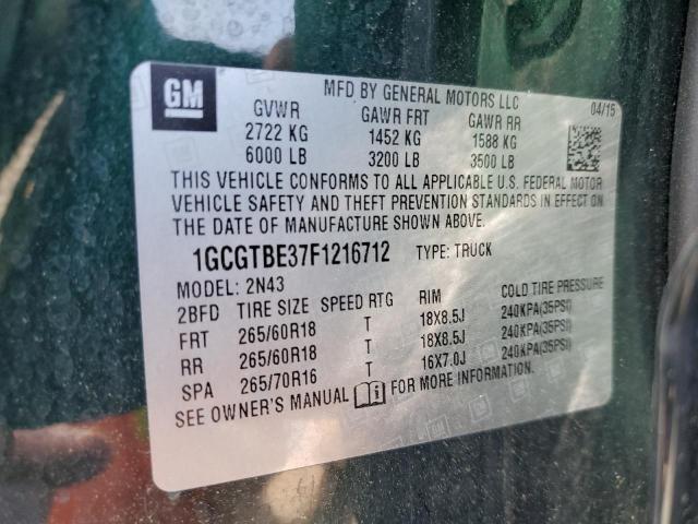 Photo 12 VIN: 1GCGTBE37F1216712 - CHEVROLET COLORADO 