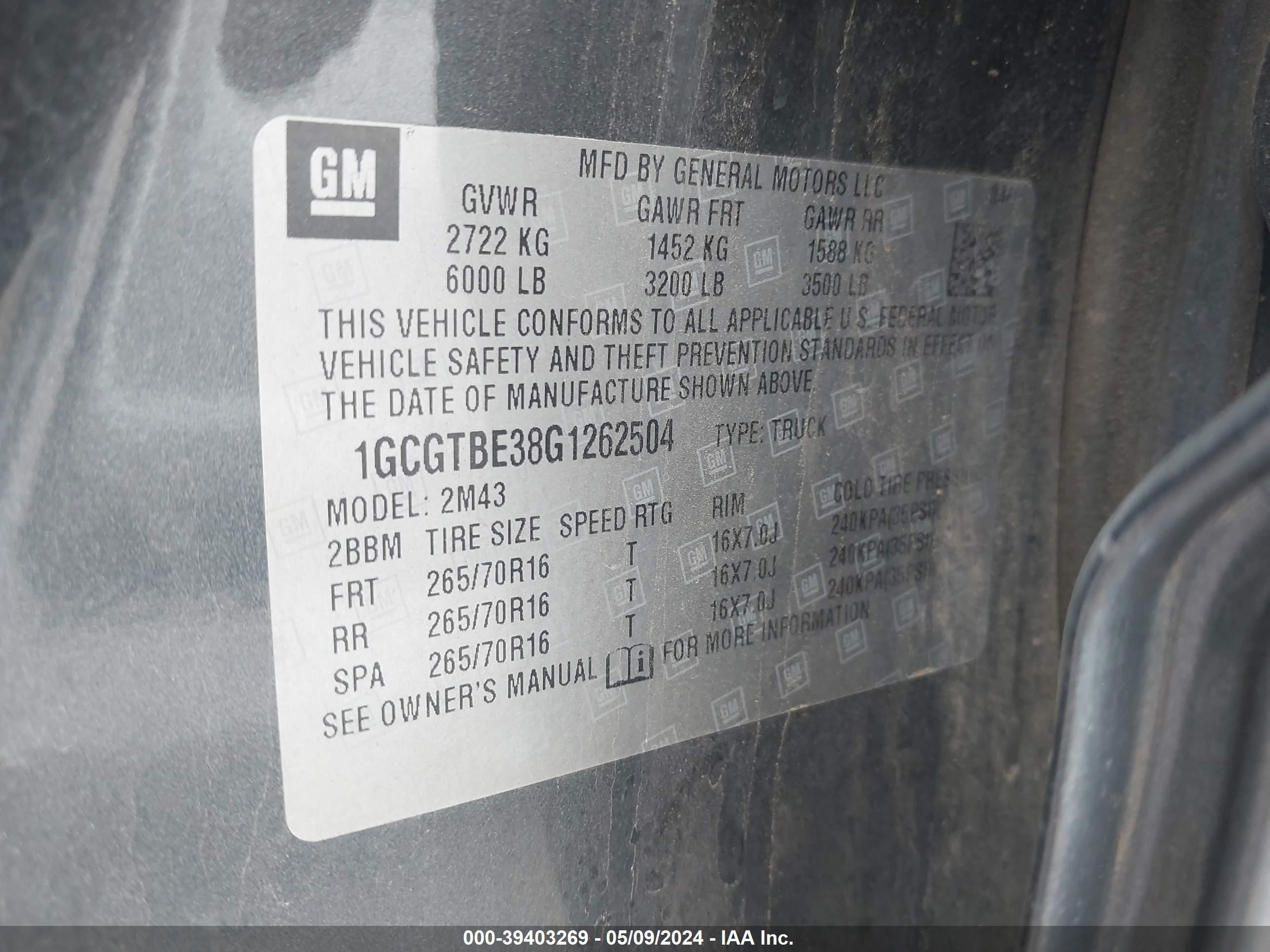 Photo 4 VIN: 1GCGTBE38G1262504 - CHEVROLET COLORADO 