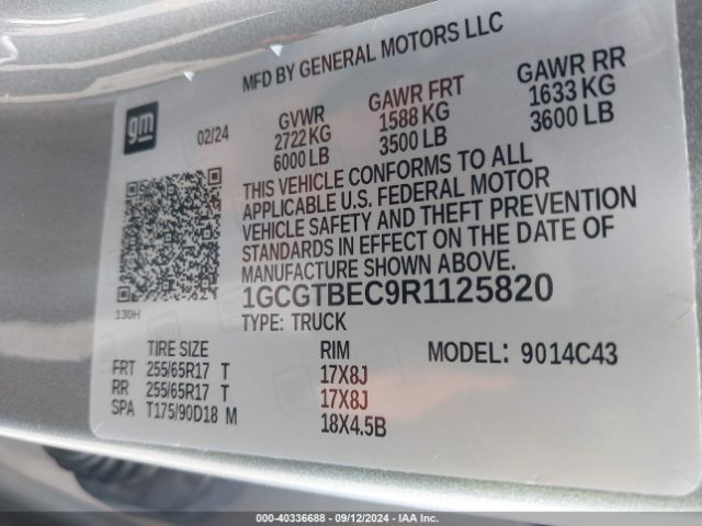 Photo 8 VIN: 1GCGTBEC9R1125820 - CHEVROLET COLORADO 