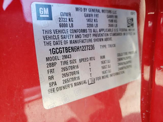 Photo 9 VIN: 1GCGTBEN6H1227236 - CHEVROLET COLORADO 