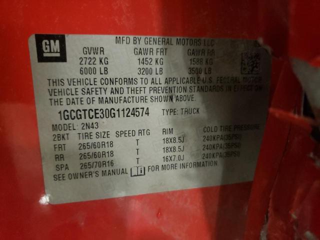 Photo 11 VIN: 1GCGTCE30G1124574 - CHEVROLET COLORADO L 