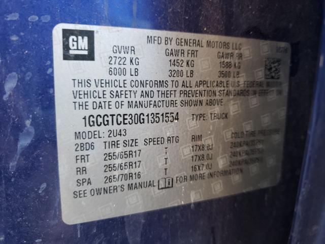 Photo 9 VIN: 1GCGTCE30G1351554 - CHEVROLET COLORADO L 