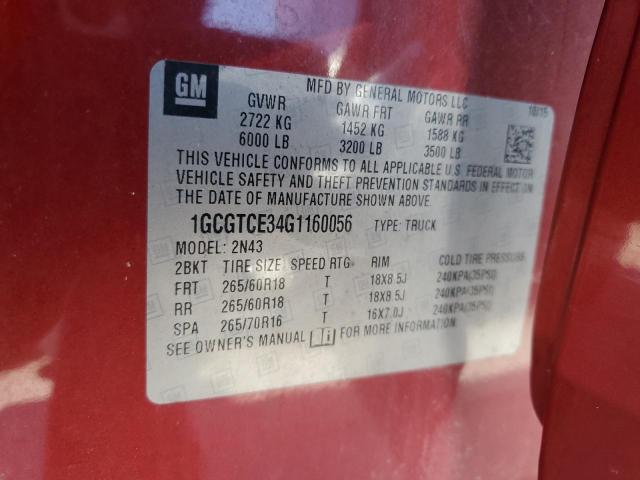 Photo 11 VIN: 1GCGTCE34G1160056 - CHEVROLET COLORADO L 