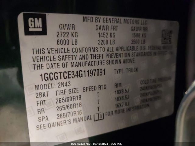 Photo 8 VIN: 1GCGTCE34G1197091 - CHEVROLET COLORADO 