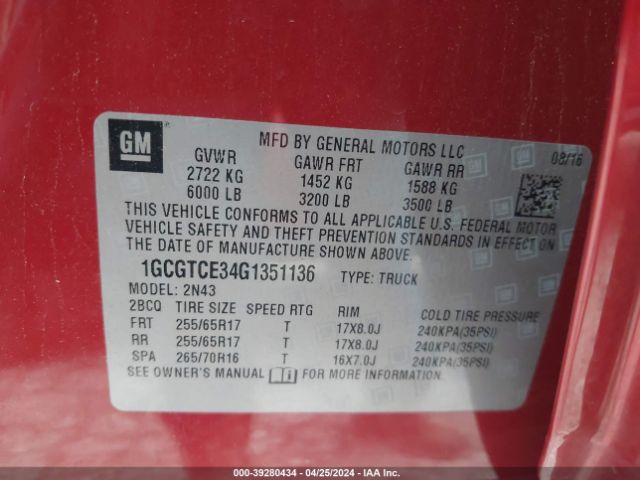 Photo 8 VIN: 1GCGTCE34G1351136 - CHEVROLET COLORADO 