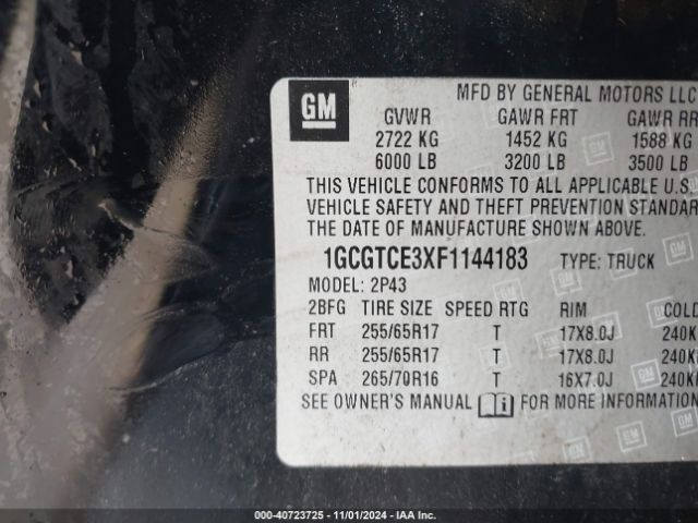 Photo 8 VIN: 1GCGTCE3XF1144183 - CHEVROLET COLORADO 