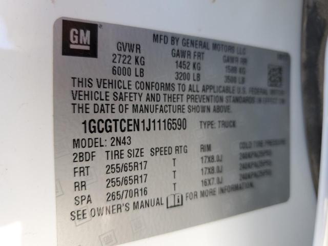 Photo 11 VIN: 1GCGTCEN1J1116590 - CHEVROLET COLORADO 