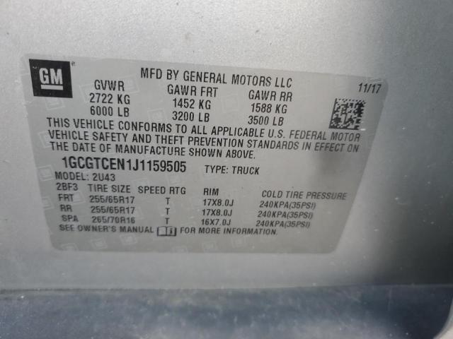 Photo 12 VIN: 1GCGTCEN1J1159505 - CHEVROLET COLORADO 