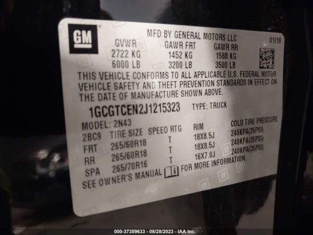 Photo 8 VIN: 1GCGTCEN2J1215323 - CHEVROLET COLORADO 