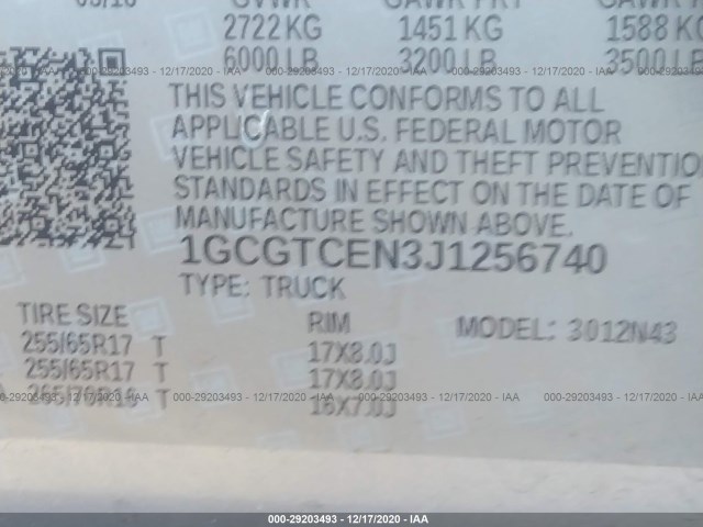 Photo 8 VIN: 1GCGTCEN3J1256740 - CHEVROLET COLORADO 